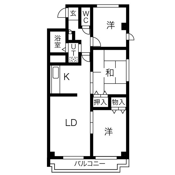 札幌市清田区真栄一条のマンションの間取り