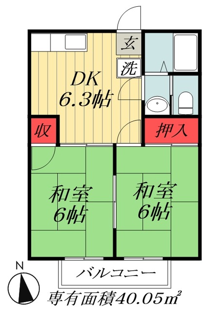 市川市新井のアパートの間取り