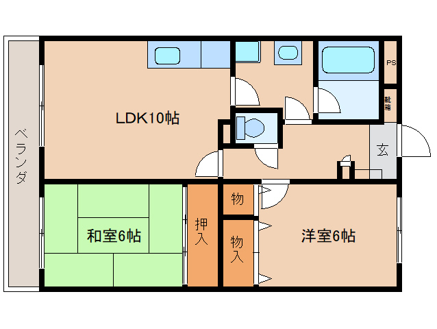 奈良市南魚屋町のマンションの間取り