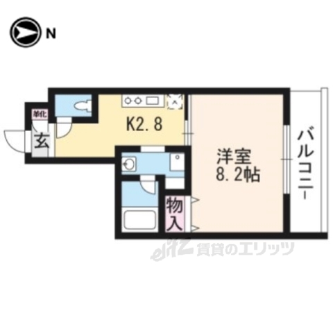 京都市伏見区竹田西段川原町のマンションの間取り