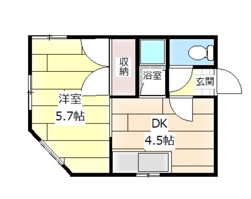 江別市野幌若葉町のアパートの間取り