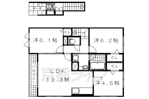 京都市伏見区桃山町三河のアパートの間取り