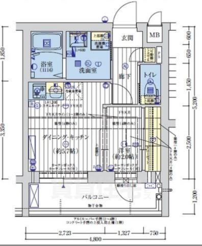 京都市上京区新桝屋町のマンションの間取り