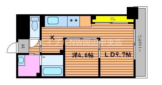 岡山市北区一宮のマンションの間取り