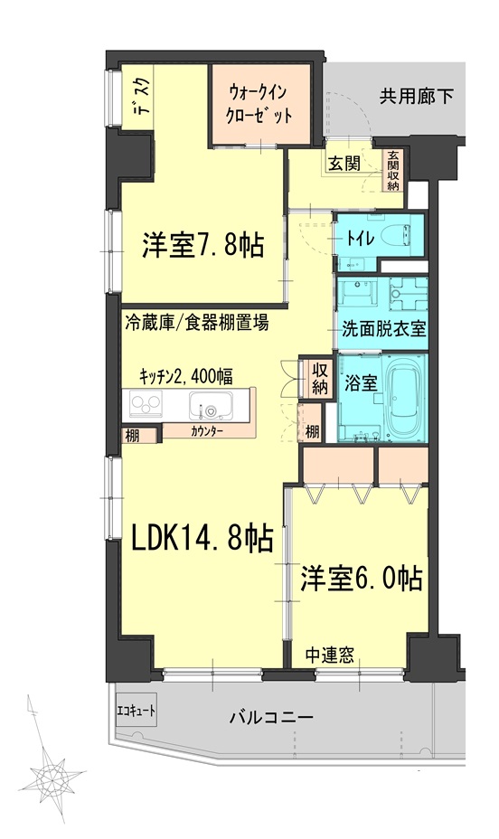 岡山市北区東古松のマンションの間取り