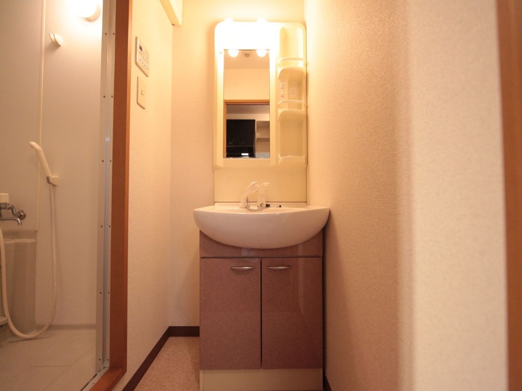 洗面設備　脱衣所　独立洗面台（シャンプードレッサー付）収納スペース有