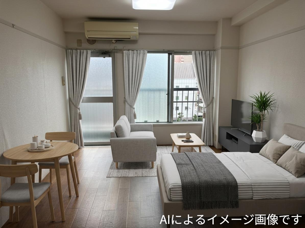 居室・リビング　CG家具配置イメージ・現況引渡し