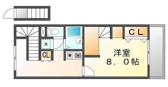 福山市神辺町大字新徳田のアパートの間取り