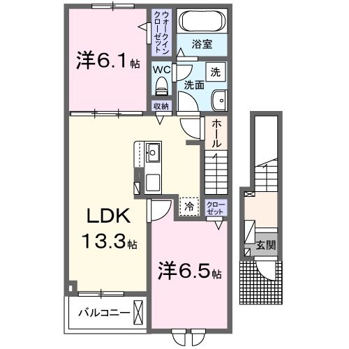 奈良県御所市大字東松本（アパート）の賃貸物件の間取り