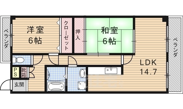 宇治市莵道のマンションの間取り