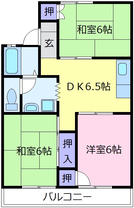 堺市東区丈六のアパートの間取り