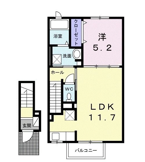 白石市福岡長袋のアパートの間取り