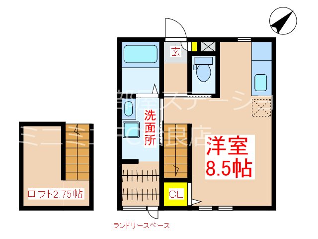 姶良市東餅田のアパートの間取り