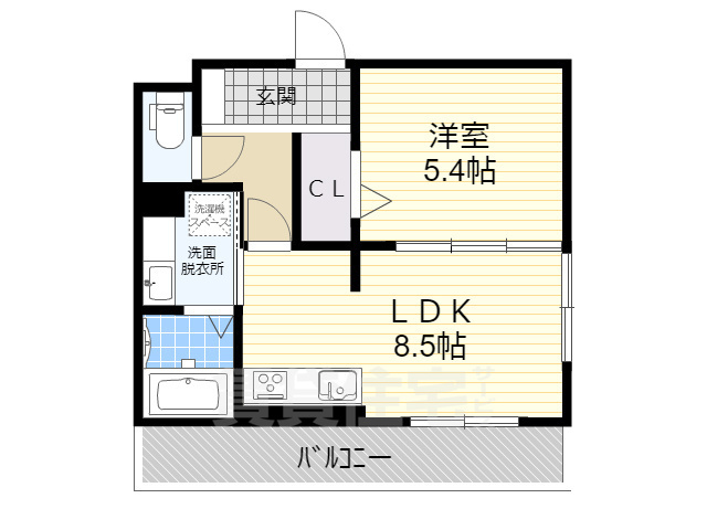 京都市山科区大宅打明町のアパートの間取り