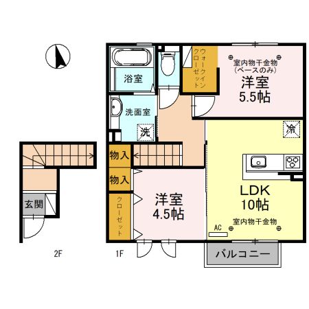 金沢市若宮町のアパートの間取り