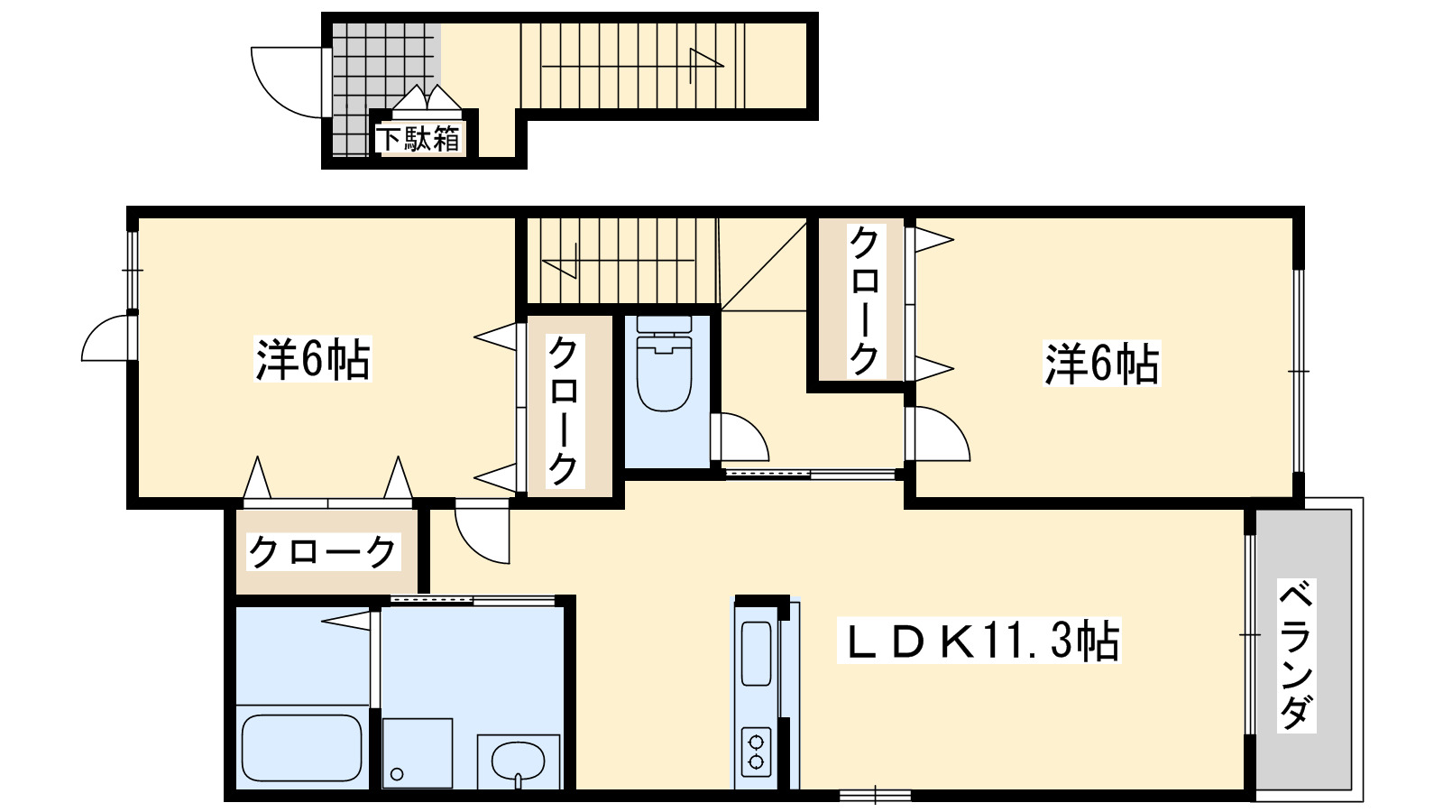 泉南郡岬町多奈川谷川のアパートの間取り