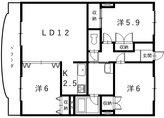 ハイツおびうん1の間取り