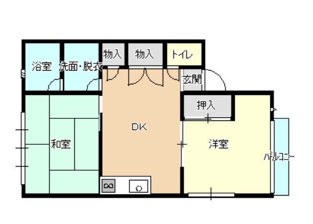 福山市幕山台のアパートの間取り