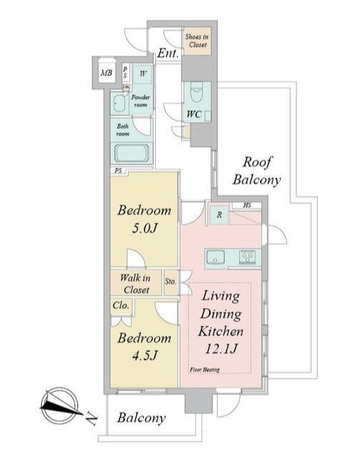 新宿区西早稲田のマンションの間取り