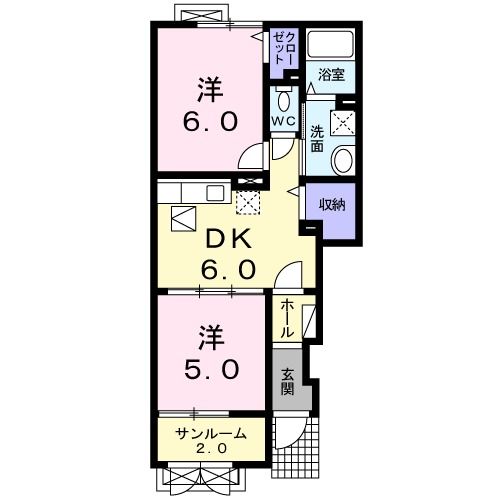 小千谷市若葉のアパートの間取り