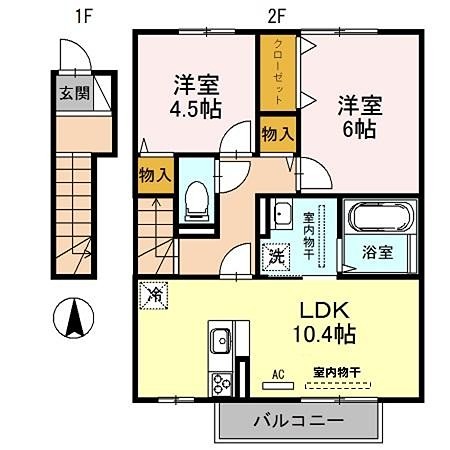 揖保郡太子町東保のアパートの間取り