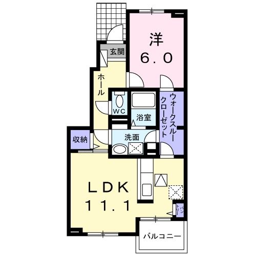 橿原市東坊城町のアパートの間取り