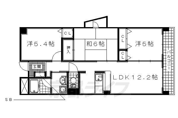 宇治市大久保町のマンションの間取り