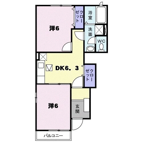 遠賀郡芦屋町山鹿のアパートの間取り