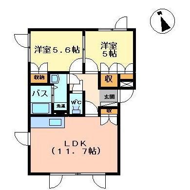 函館市乃木町のアパートの間取り