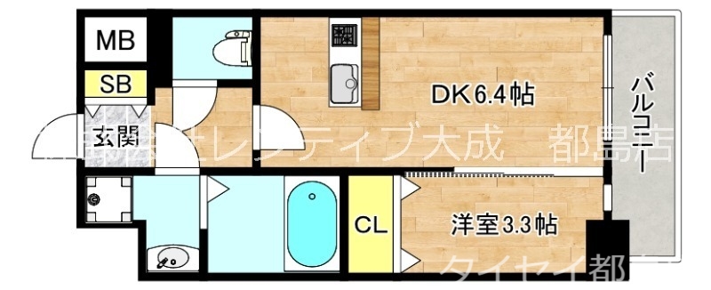 大阪市都島区都島本通のマンションの間取り