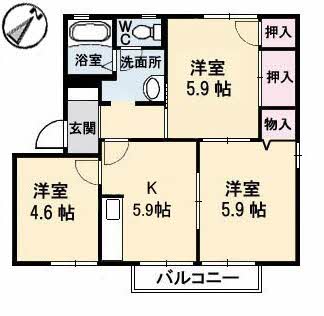 アメニティプラザ早島　B棟の間取り