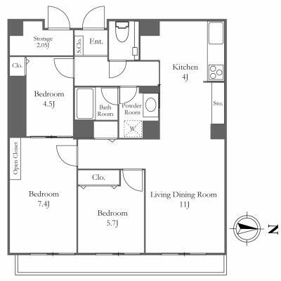 中央区佃のマンションの間取り