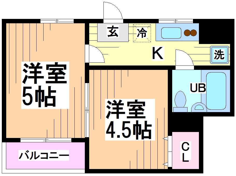 京王新線 幡ケ谷駅 徒歩6分 5階建 築38年の間取り写真