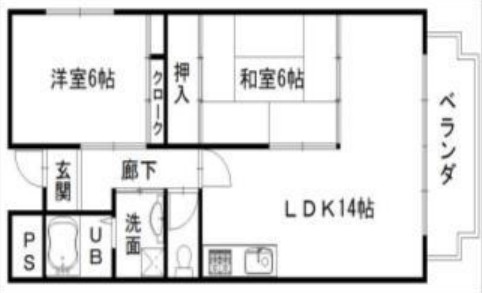 岸和田市箕土路町のマンションの間取り