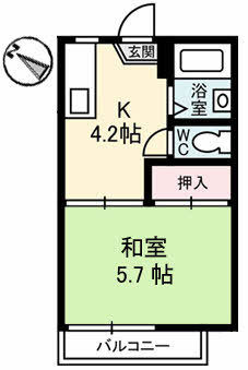 松山市内宮町のアパートの間取り