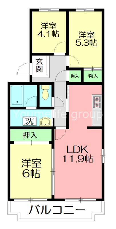 小田原市中町のマンションの間取り