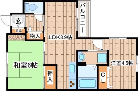 神戸市灘区都通のマンションの間取り