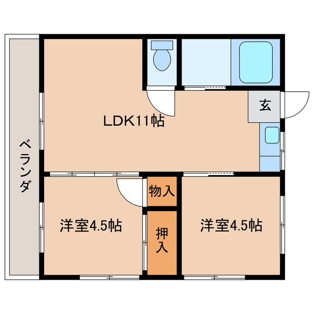 宮崎市大字田吉のアパートの間取り