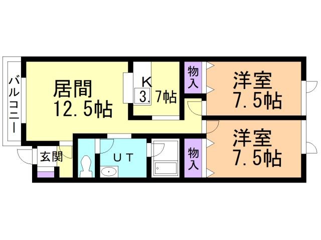 函館市湯浜町のアパートの間取り