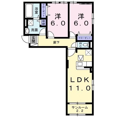 長野市丹波島のアパートの間取り