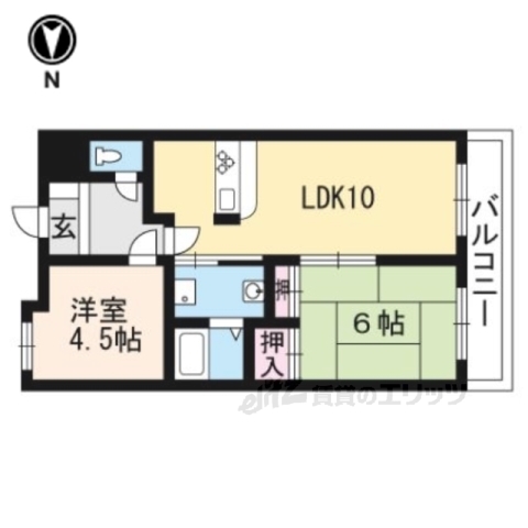 【京都市伏見区下鳥羽広長町のマンションの間取り】