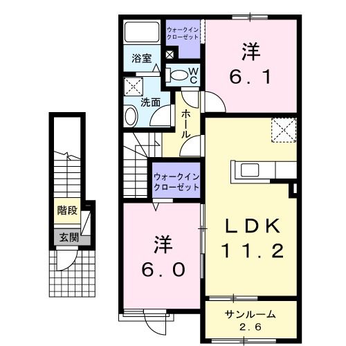 【五泉市寺沢のアパートの間取り】