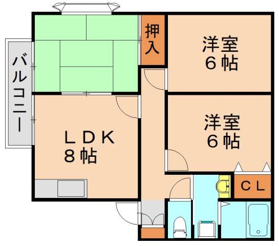 北九州市八幡西区藤原のアパートの間取り