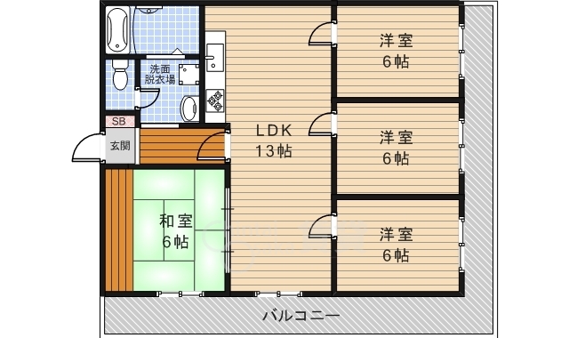 箕面市桜のマンションの間取り