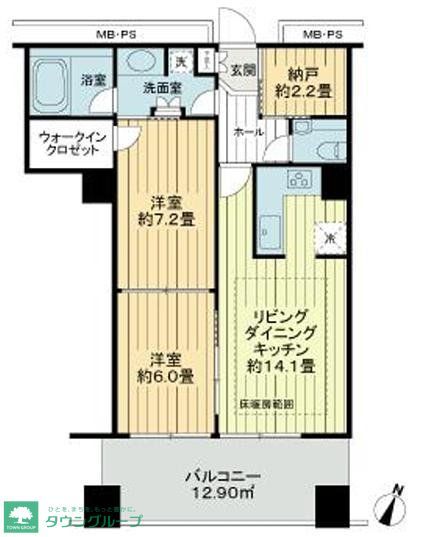 千代田区飯田橋のマンションの間取り