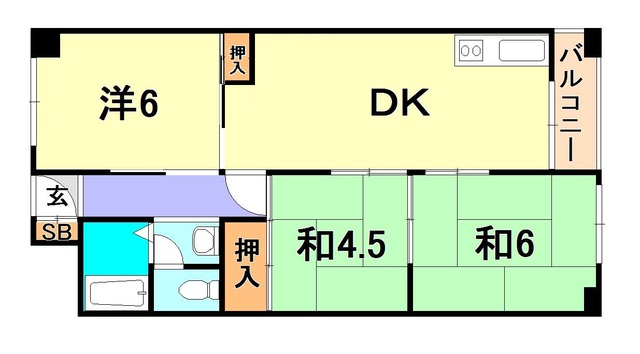 夢野ハイタウン１号棟の間取り