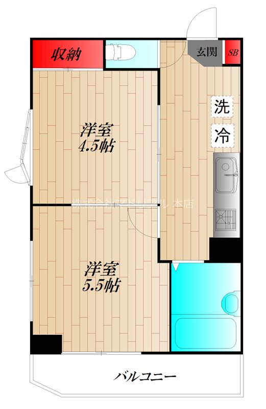 大田区東六郷のマンションの間取り