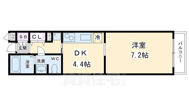 京都市北区等持院東町のマンションの間取り