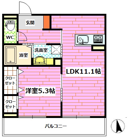 広島市安芸区船越のアパートの間取り