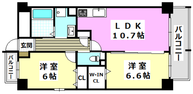 茨木市東奈良のマンションの間取り